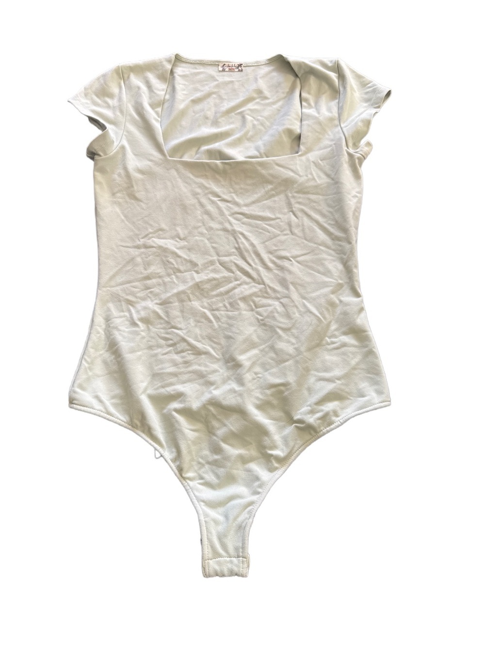 Free People Sage Green Square Neck Short Sleeve Bodysuit Medium